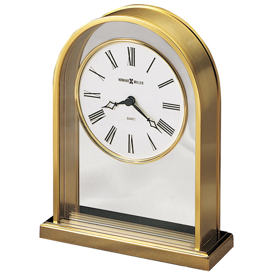 Reminisce Glam Analog Acrylic Quartz Tabletop Clock in Polished Brass/Clear