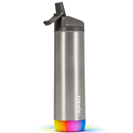 HidrateSpark STEEL - Insulated Stainless Steel Bluetooth Smart Water Bottle with Straw 620 ml & Free Hydration Tracker App - Brushed Stainless Steel
