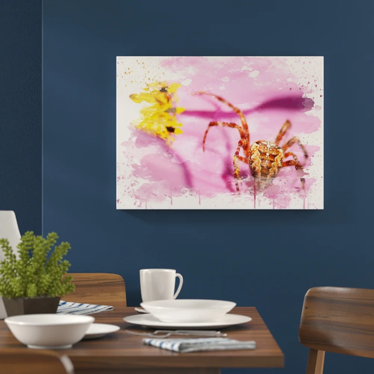 'Spider on Purple Flower' Graphic Art Print Poster