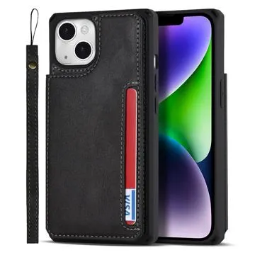 iPhone 14 Plus Magnetic Kickstand Wallet Case - Black