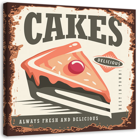 Canvas Print Vintage Sign Cakes