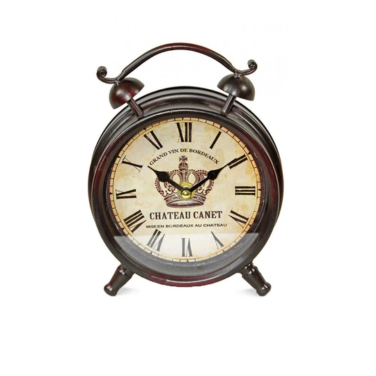 Analog Metal Quartz Tabletop Clock in Brown/Beige