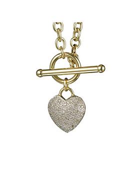 Love Diamond 9 Carat Yellow Gold 10Pt Diamond Heart Necklace, Women