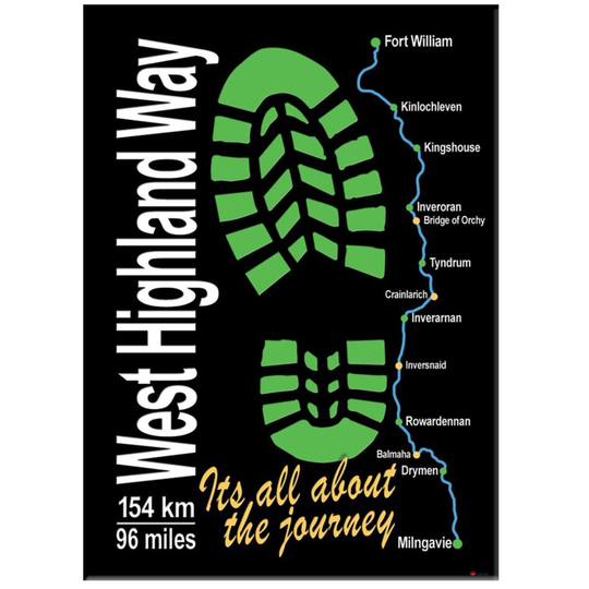 West Highland Way Boot Map Fridge Magnet Metallic