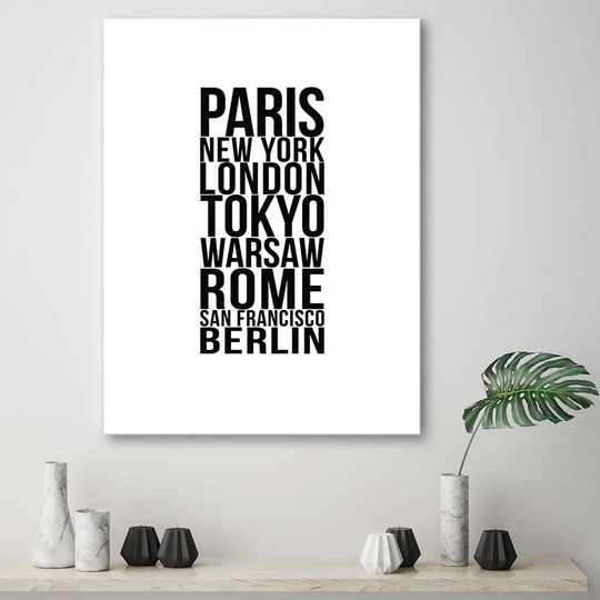 Canvas Print Inscription Paris London Tokyo