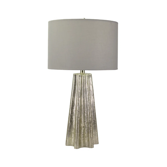 72cm Silver Glass Table Lamp With Grey Linen