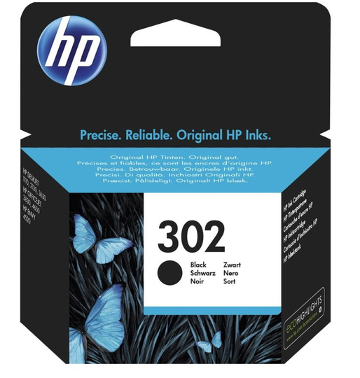 HP 302 Black Original Ink Cartridge - Standard Yield 190 Pages - F6U66AE