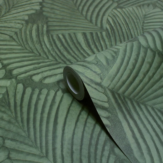 Paoletti Luxe Palmeria Emerald Green Botanical Vinyl Wallpaper