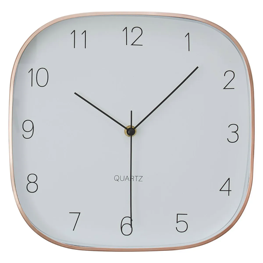 Premier Housewares Elko Square Wall Clock - Copper Finish Case with White Face