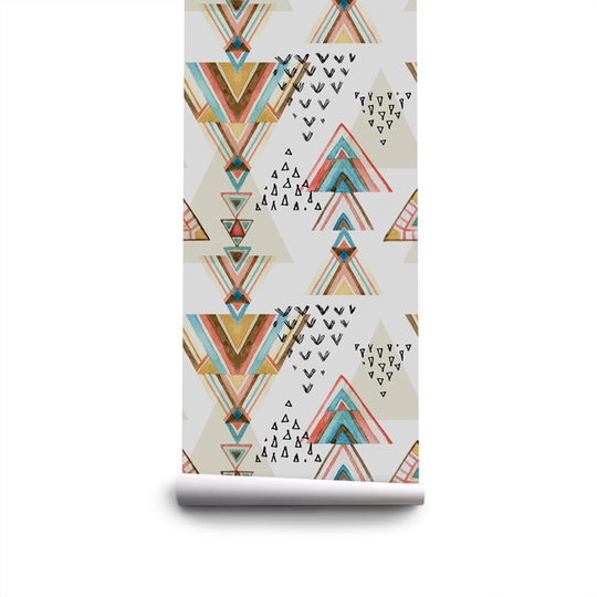 Walllpaper Roll 416X254cm Mural Decoration Wallpaper Material With Print Kitchen Livingroom Bedroom - Ethnic Triangles Abstractful