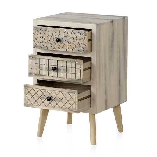 Piatto 3 Drawer Bedside Table