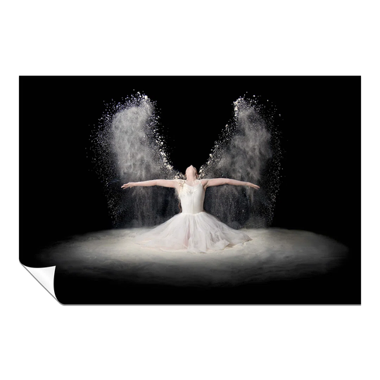 Panther Print Fine Art Prints Ballerina In White Dress Powder Angel Wings Artistic Unframed Poster, Pictures For Home Walls, Bedroom, Living Room & Ba