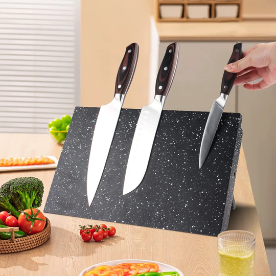 Magnetic Knife Block - Strongly Magnetic Knife Holder - Magnetic Knife Stand Without Knives - Kitchen Universal Storage Rack Cutlery Display Stand Bla