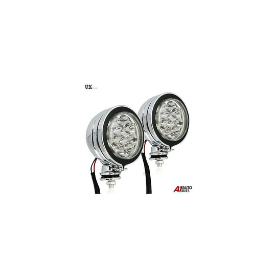 2x 12 LED 12V Motorcycle Car Driving Drl Chrome Fog Spot Headlight Lamps Lights