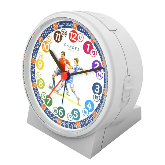Football Analogue Quartz Alarm Clock in White/Blue