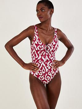 Monsoon Ikat Print Tie Up Swimsuit