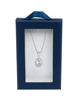 Love Diamond Sterling Silver Gift Boxed Round Cubic Zirconia Necklace