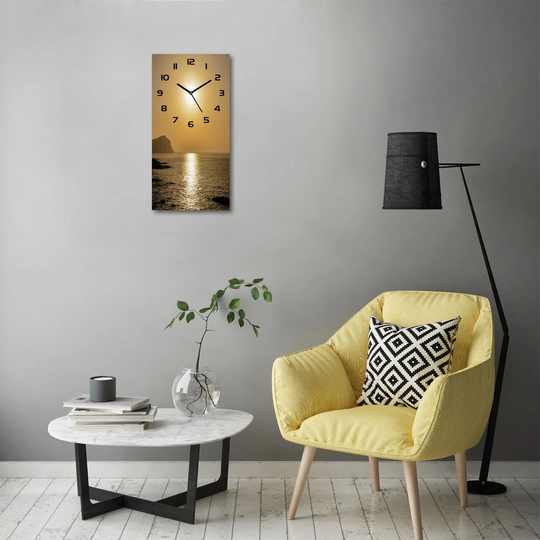 Glass Wall Clock - 30X60cm - Decoration Tempered Safe Glass - Glass Picture Image Wall Art - Modern Decoration Kitchen Bedroom Livingroom - Silent Me
