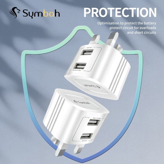 Quick Charge 2.4 USB Charger Plug 18W Adapter Auto-ID Wall Plug UK Fast Charging for Samsung Galaxy S10 Plus S9 S8