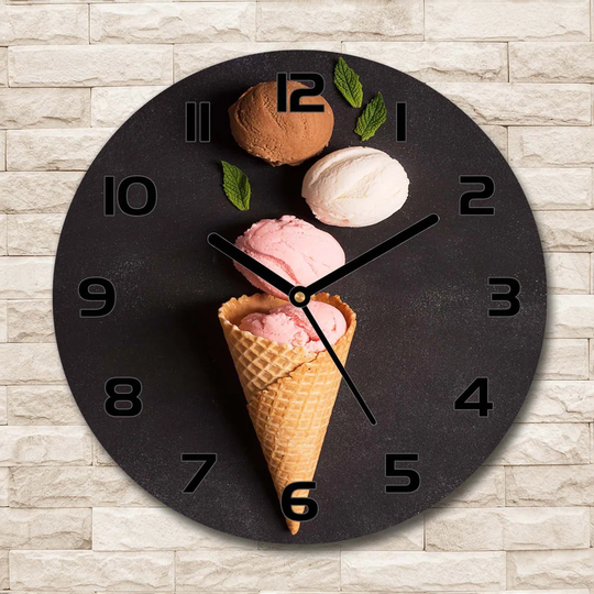 Decoration Picture Art Modern Kitchen Living Room Ice Cream in A Waffle 30cm Silent Wall Clock
