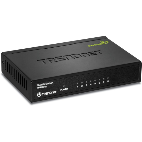 TRENDnet 8-Port Gigabit GREENnet Switch, 10/100/1000 Mbps, 16 Gbps Switching Capacity, Metal Housing, Plug & Play, TEG-S82G