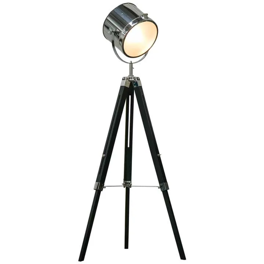 HOMCOM Industrial Style Adjustable Tripod Floor Lamp Searchlight Reading Lamp
