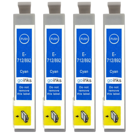 Compatible 4 Go Inks Cyan Ink Cartridges to replace Epson T0712 / non-OEM for Epson Stylus Printers