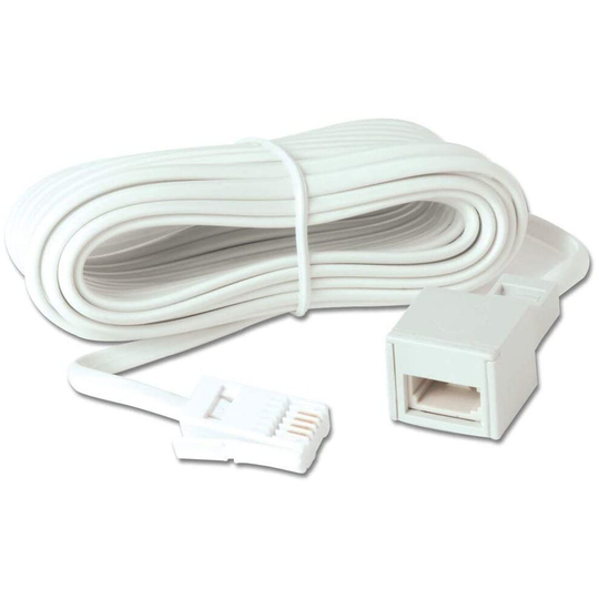 5m BT Male to BT Female Telephone Extension Cable -28 AWG Homephone Landline 5 Metre BT Extension lead 6 Core White Coloured Suitable for BT and other