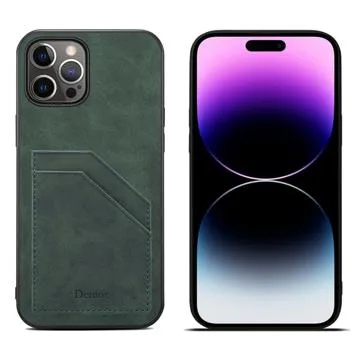 Denior iPhone 14 Pro Coated Case with Card Slot - Green