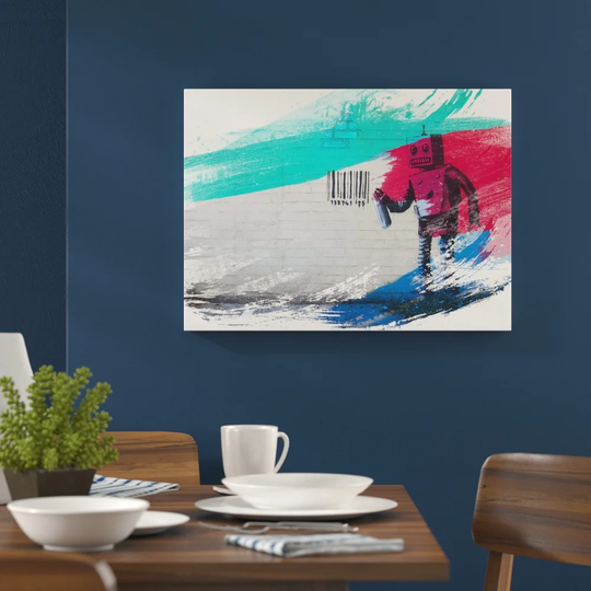 'Banksy Robot Graffiti' Graphic Art Print Poster