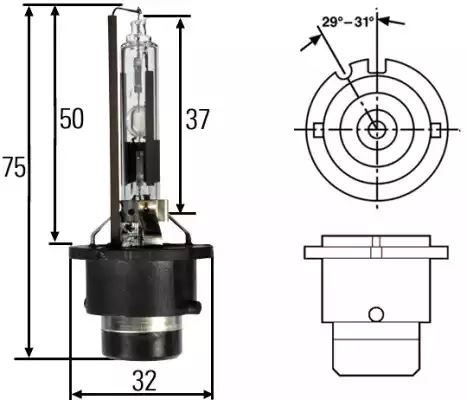 Bulb Hid Lamp D2R 35W 8Gs 8GS007001-151 by Hella