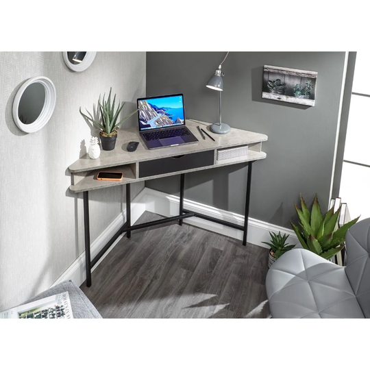 Telford Corner Desk Concrete