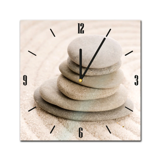 Glass Clock - Zen Stones VIII