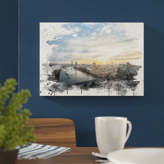 'Big Ben Houses of Parliament London Skyline' Graphic Art Print Poster
