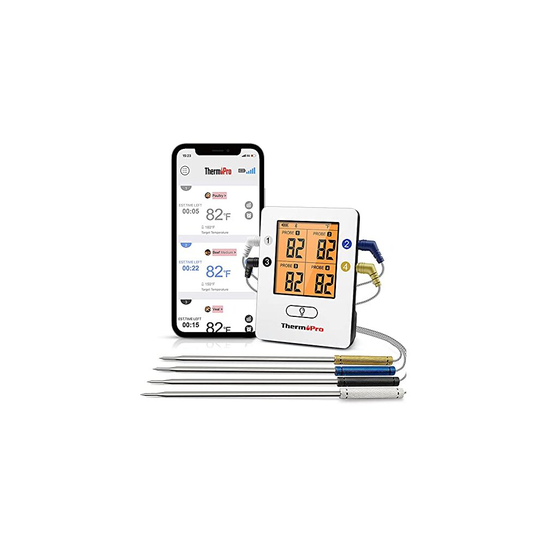 ThermoPro TP25 Bluetooth Meat Thermometer with 4 Temperature Probes Smart Wireless Digital Cooking Food BBQ Thermometer for Grilling Smart Oven T