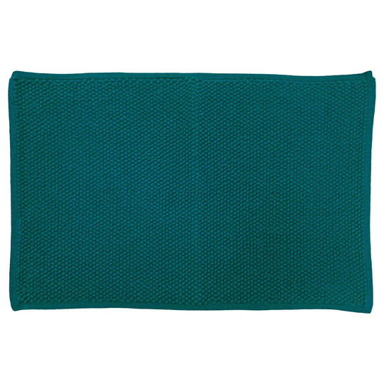The Linen Yard Loft Woven Cotton Anti-slip Bath Mat Teal