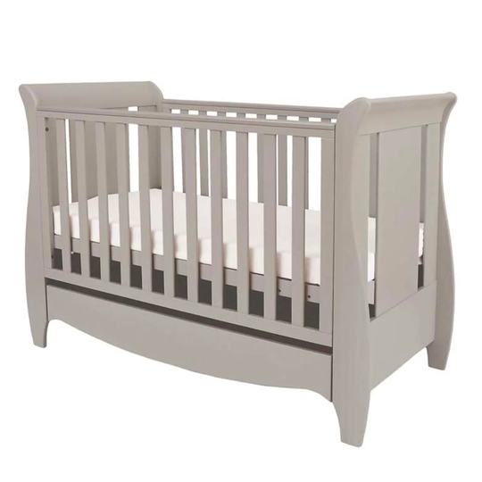 Tutti Bambini Roma Mini Sleigh Cot Bed with Drawer - Truffle Grey