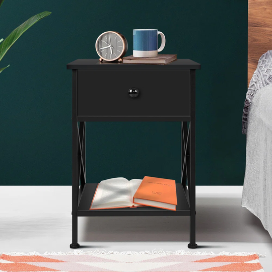 Borough Wharf Bedside Table Retro Wooden Nightstand Vintage Storage Side Cabinet