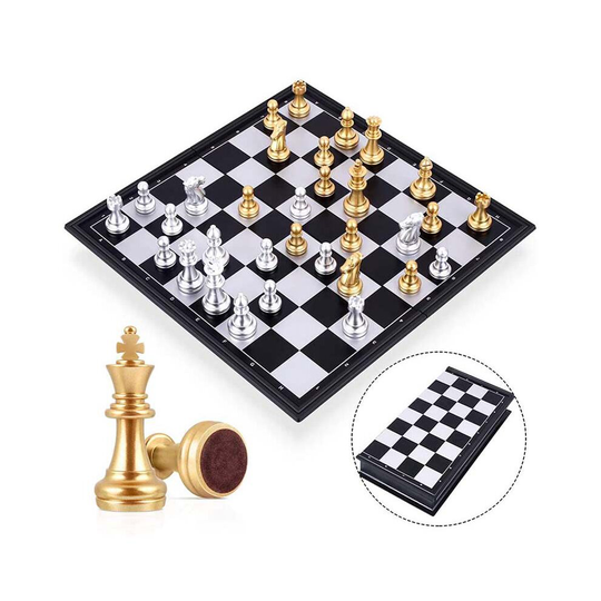 High Quality Chess Game Medieval Chess Set With Chessboard 32 Chess Pieces With Chessboard Gold Silver Magnetic Chess Set WPC