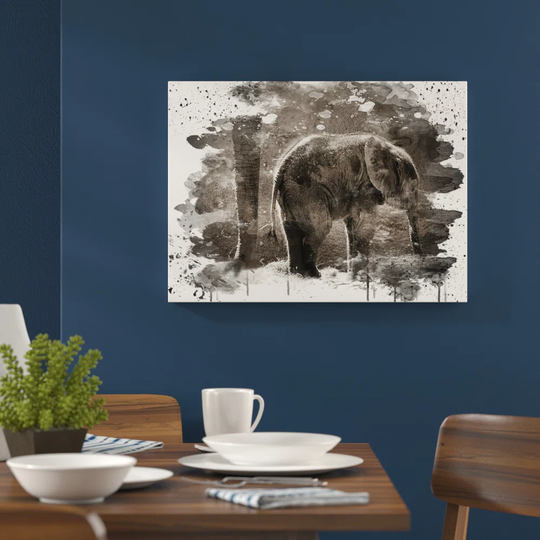'Mother and Baby Elephant' Graphic Art Print Poster
