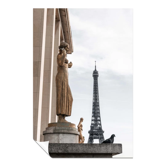 Panther Print Fine Art Prints Architectural Golden Statue & The Eiffel Tower Artistic Unframed Poster, Pictures For Home Walls, Bedroom, Living Room &
