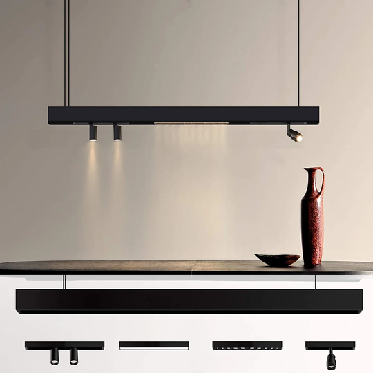 Ivy Bronx LED Pendant Light With Magnetic 120 CM Long Office Ceiling Track Light Track System Height Adjustable For Dining Table Metal Ceiling Lightin