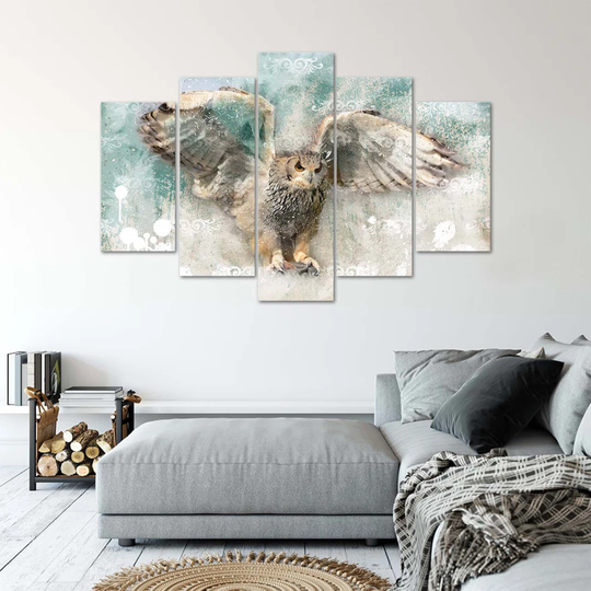 Canvas Print 5 Pieces Owl Birds Nature Animals