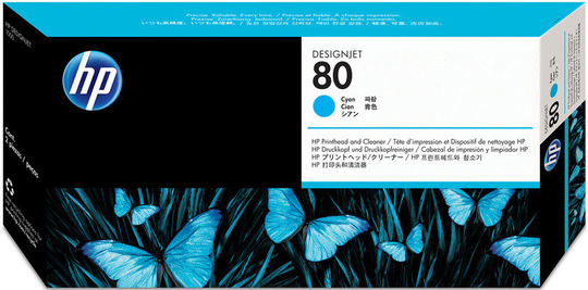 HP 80 Cyan Original Printhead & Printhead Cleaner For use with - Designjet 1050c, 1055 - C4821A