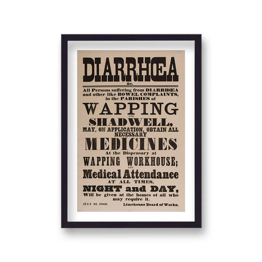 Vintage Public Health Print Wapping London Diarrhoea With Border