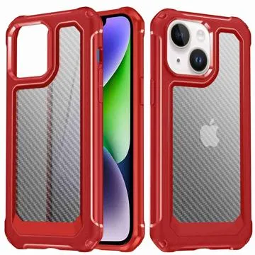 Anti-Scratch Carbon Fiber iPhone 14 Hybrid Case - Red