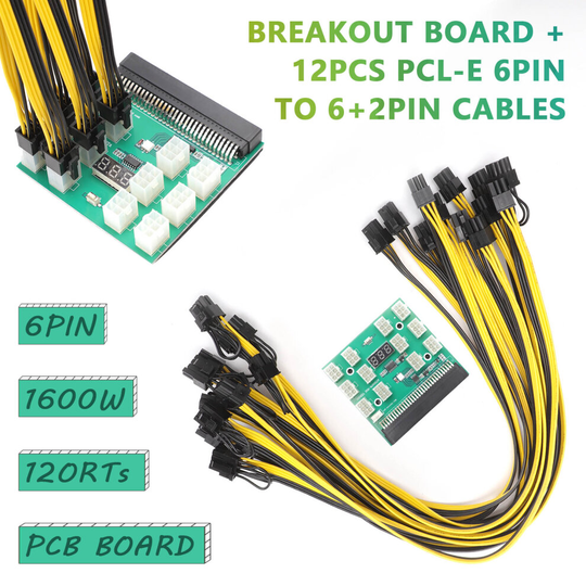 Breakout Board Server Adapter with Cables For HP DELL PSU GPU 1600W