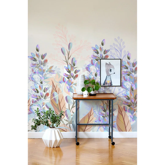 Walllpaper Roll 250X250cm Mural Decoration Kitchen Livingroom Bedroom Wallpaper Material With Print - Pastel Leaves Vintage Field Floral