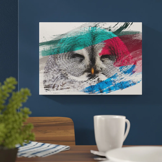 'Owl Closing Eyes' Graphic Art Print Poster