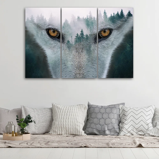 Canvas Print Wolf Forest Fog Nature Trees